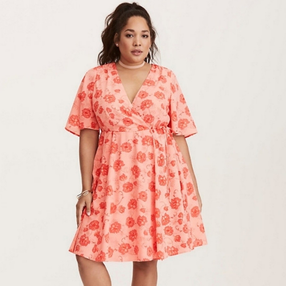 TORRID Georgette Floral Wrap Dress